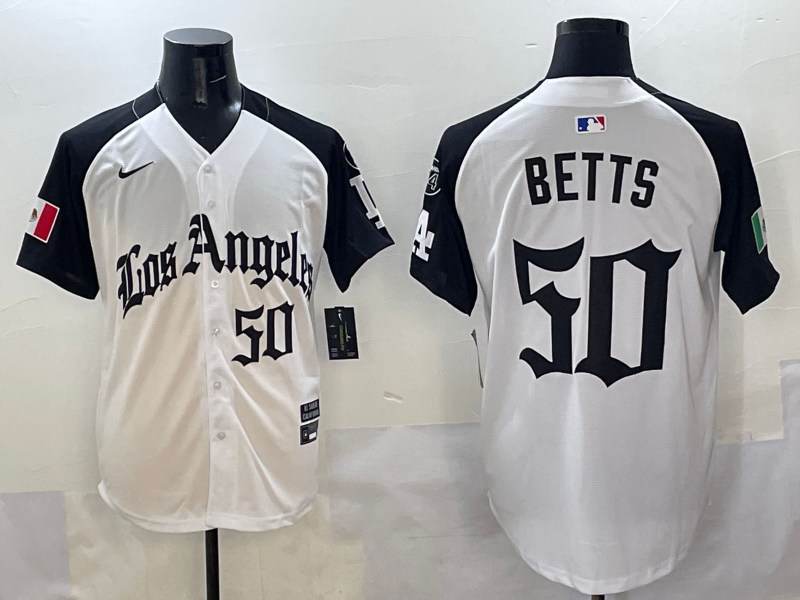 Men's Los Angeles Dodgers Mookie Betts #50 White Jersey